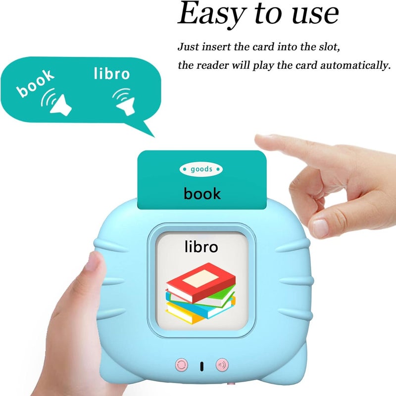 Startcan Spanish & English Talking Flash Cards for Toddlers 1 2 3 4 5 6, Audible Toys for Kids to Learn Spanish - 258 Cards and 516 Words(Blue) - Image 2